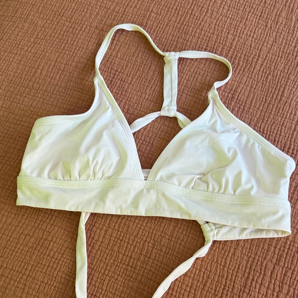 Carve Designs White Ribbed Triangle Swim Top